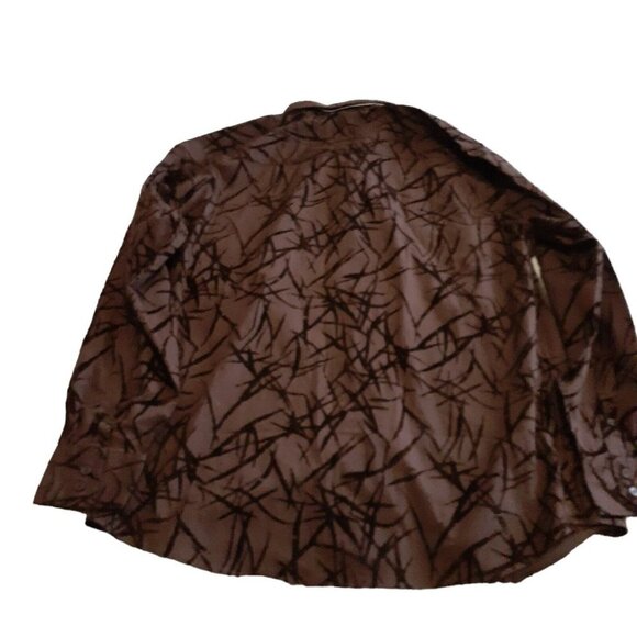 Franky Max Button Front Flocked Shirt Bamboo Leaf Print Brown Espresso 2XL - Picture 5 of 6